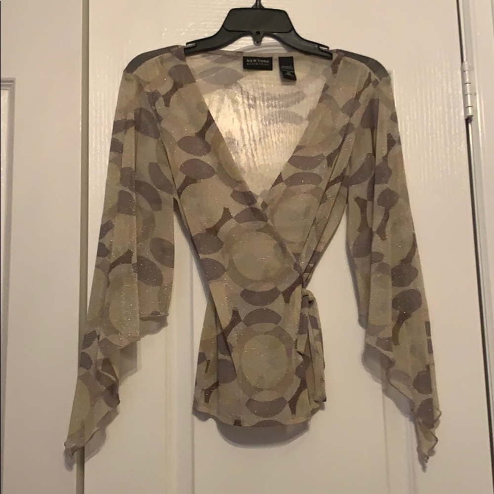 V neck wrap around see through top